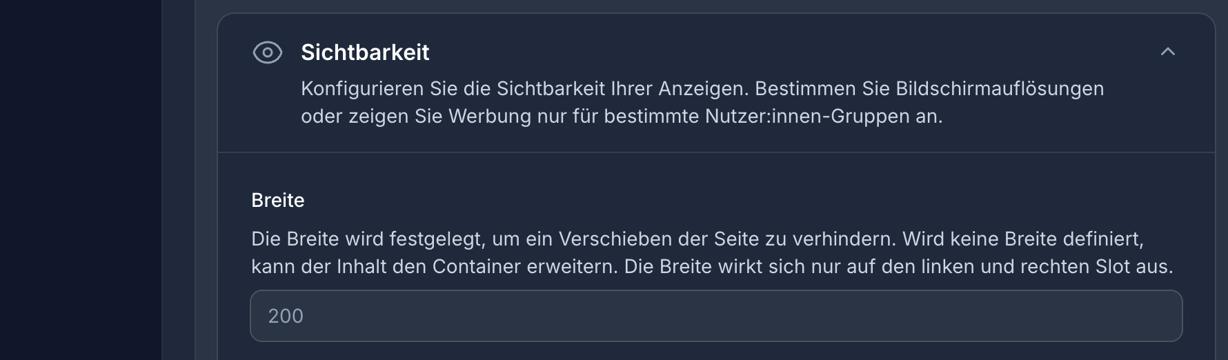 Einstellung der maximalen Breite für Sidebar-Werbeslots zum Schutz des Spielbereichs