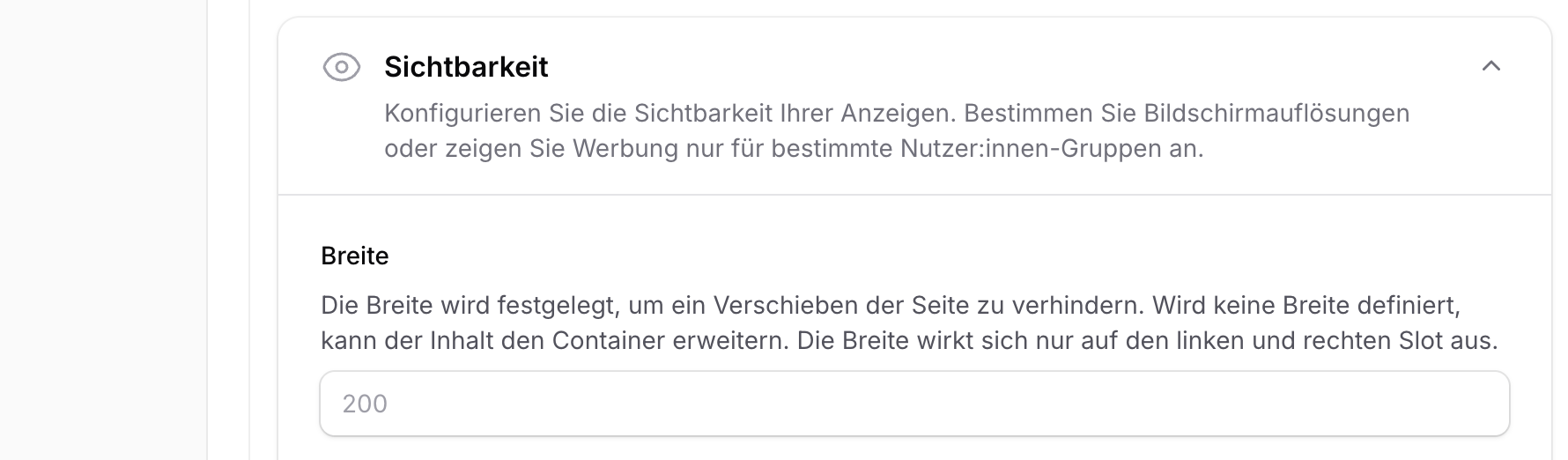 Einstellung der maximalen Breite für Sidebar-Werbeslots zum Schutz des Spielbereichs