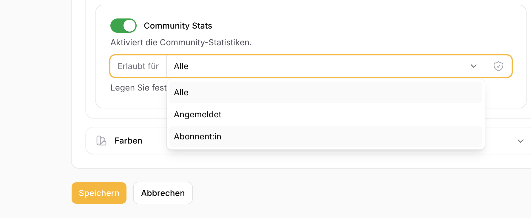 Zugriffsteuerung: Funktionen und Seiten können nach Zugangsstufe eingeschränkt werden