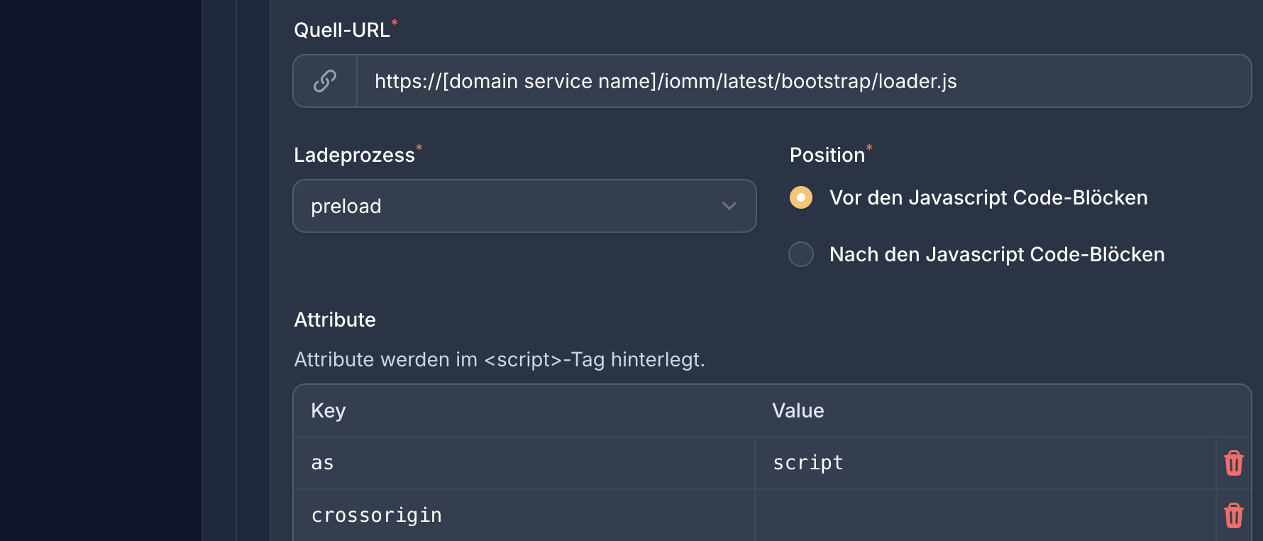 Externes Script für die IVW loader.js mit Preload-Methode