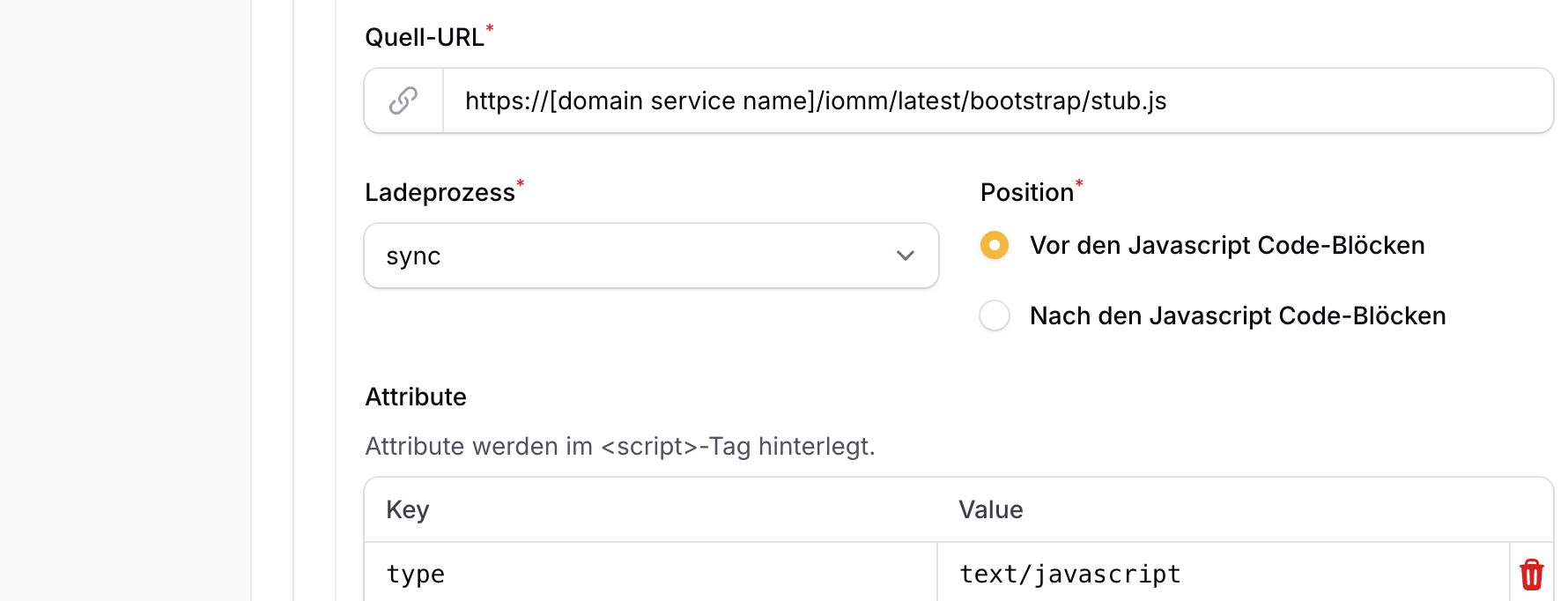 Externes Script für die IVW stub.js mit synchroner Lademethode, positioniert vor dem Inline-Script