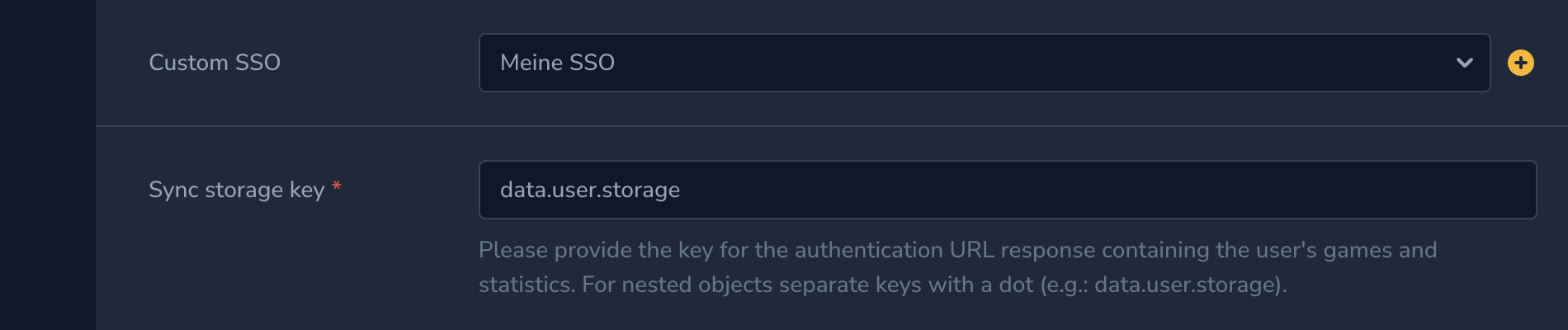 Key für Spieldaten im JSON-Response der Authentifizierungs-URL