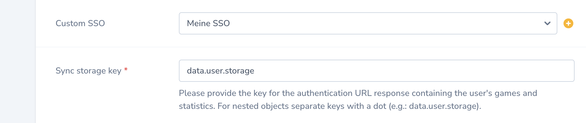 Key für Spieldaten im JSON-Response der Authentifizierungs-URL